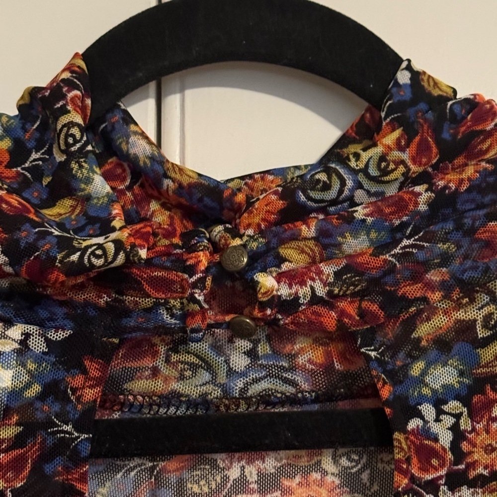 Free People All Dolled Up Crop Mesh Floral Top - Picture 3 of 7